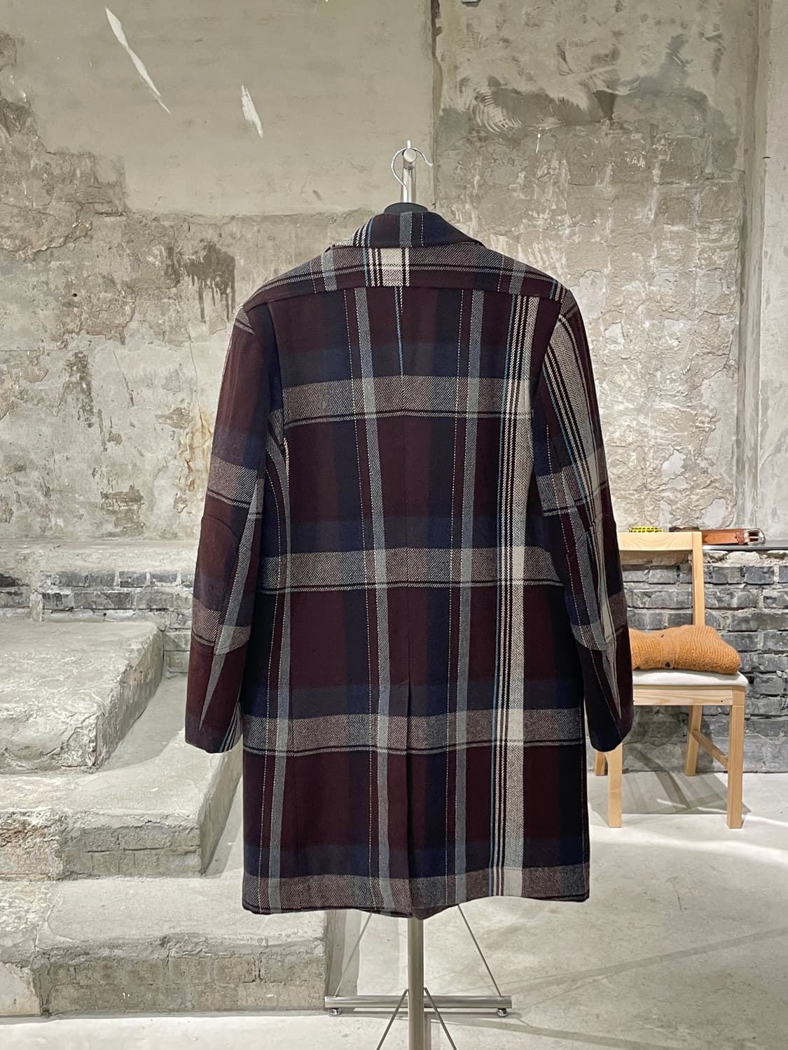 디젤 믹스 체크 패턴 아칼릭 울 코트 상품이미지6