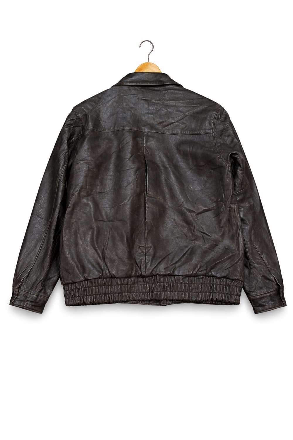 빈티지 블랙 레더 봄버 자켓. 상품이미지2