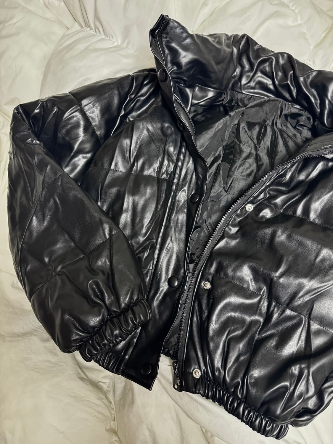 크롭 레더패딩 상품이미지1