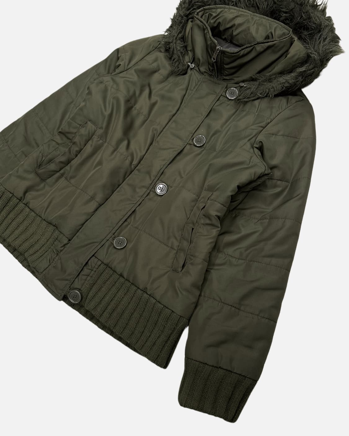 khaki fur hood jumper 상품이미지3