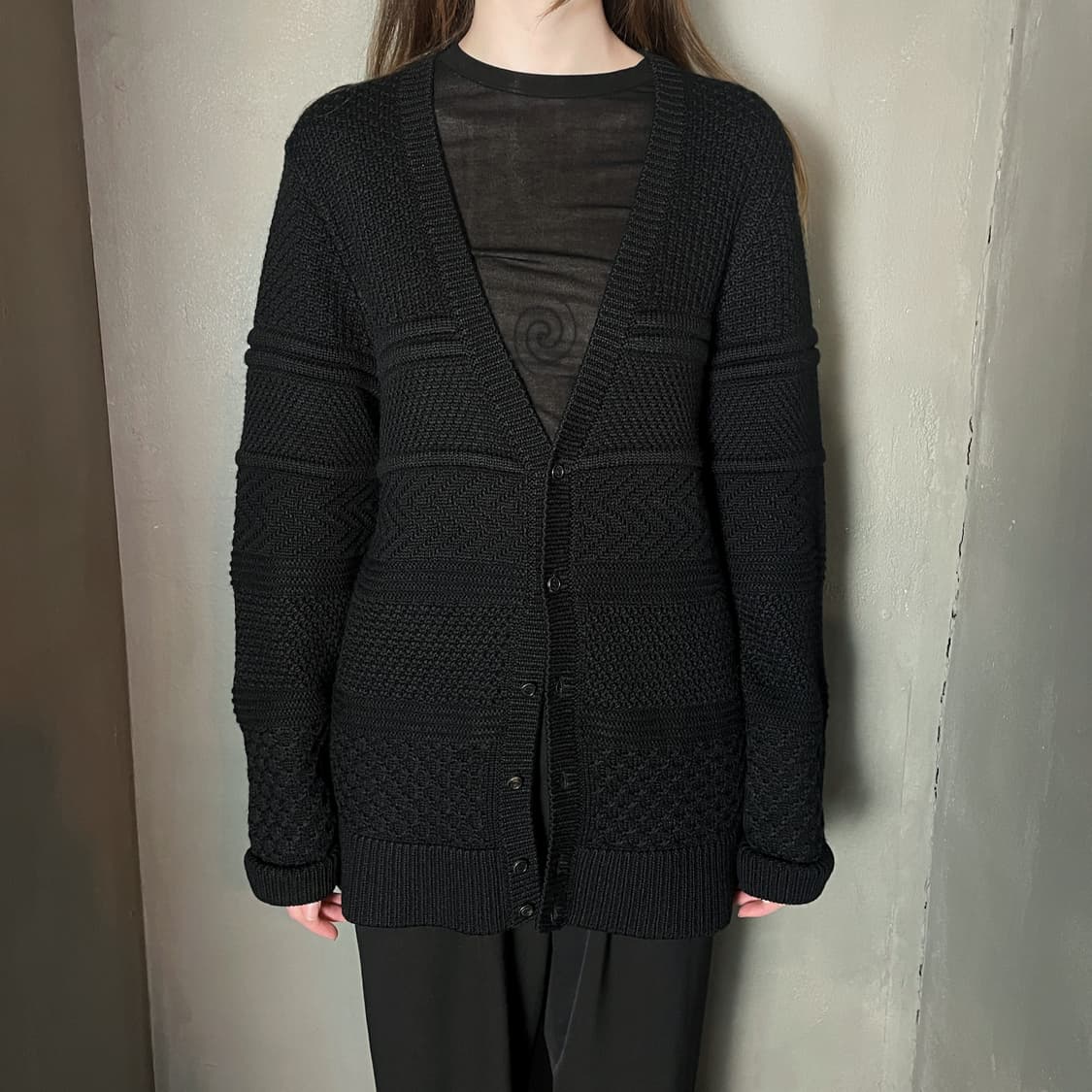 닐 바렛 멀티 텍스쳐 가디건 상품이미지3