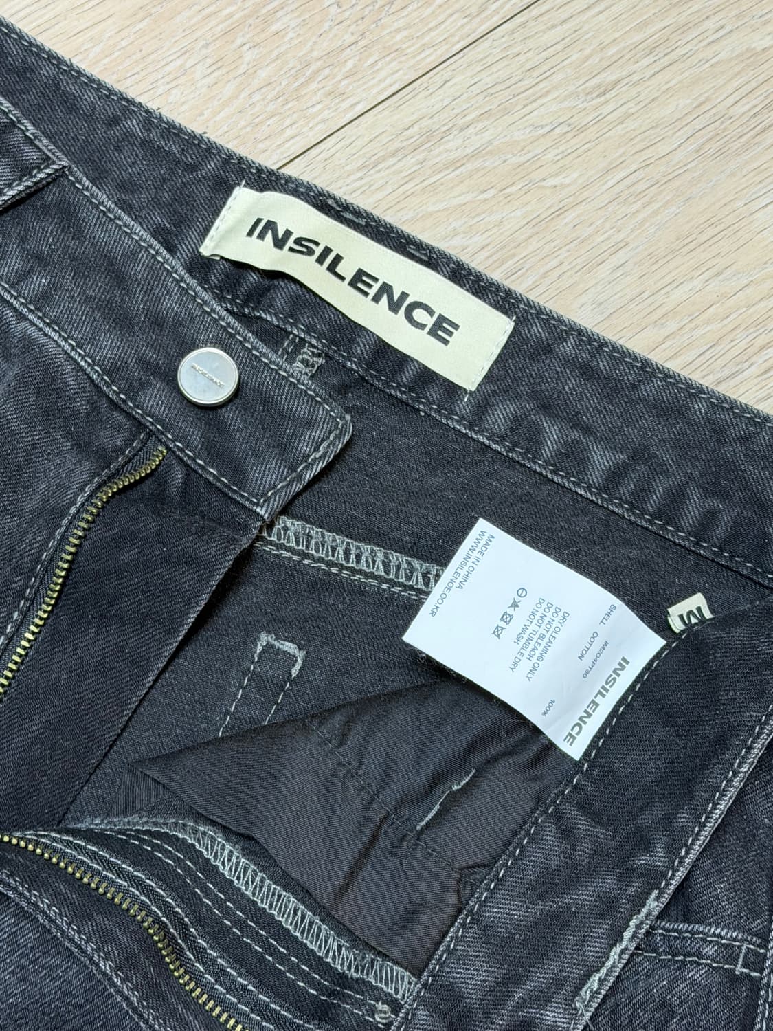 볼륨 프론트 데님 팬츠 WASHED BLACK 상품이미지5