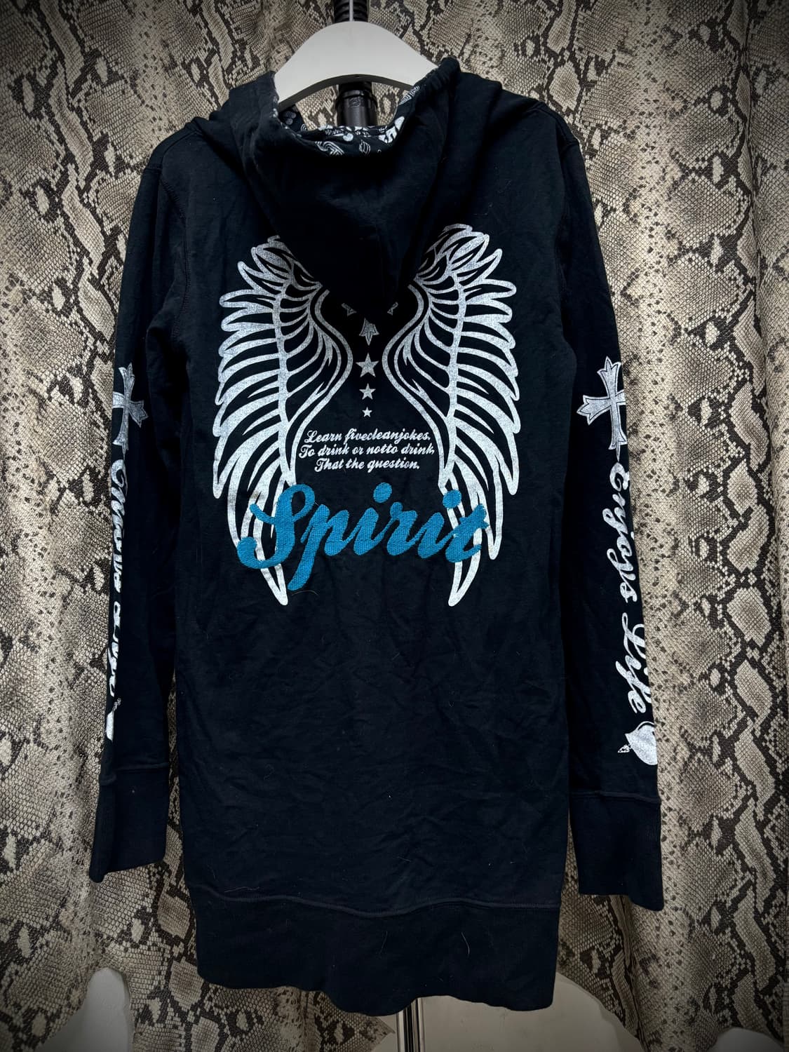 [00‘s] Wings&Cross Print Hoodie Sleeve 상품이미지1