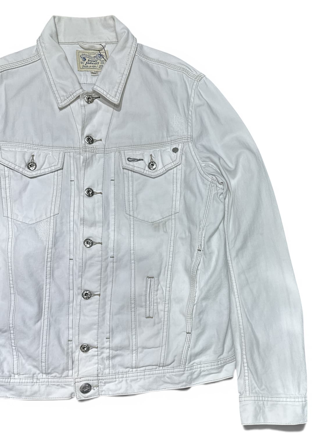 Diesel White Damaged Cotton Trucker 상품이미지2