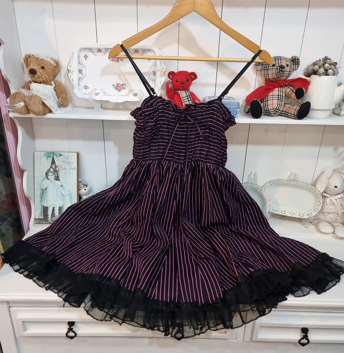 핑크 스트라이프  스트링 원피스 상품이미지4