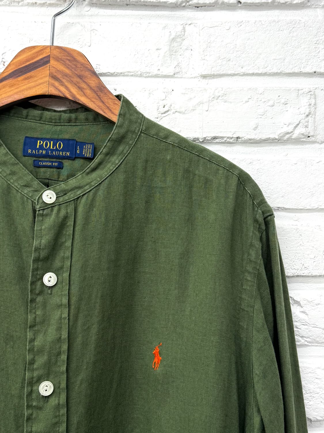 폴로 카키 린넨 클래식핏 셔츠 상품이미지2