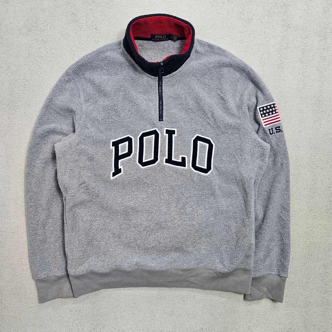 폴로 랄프 로렌 성조기 하프 집업 플리스 M 상품이미지1