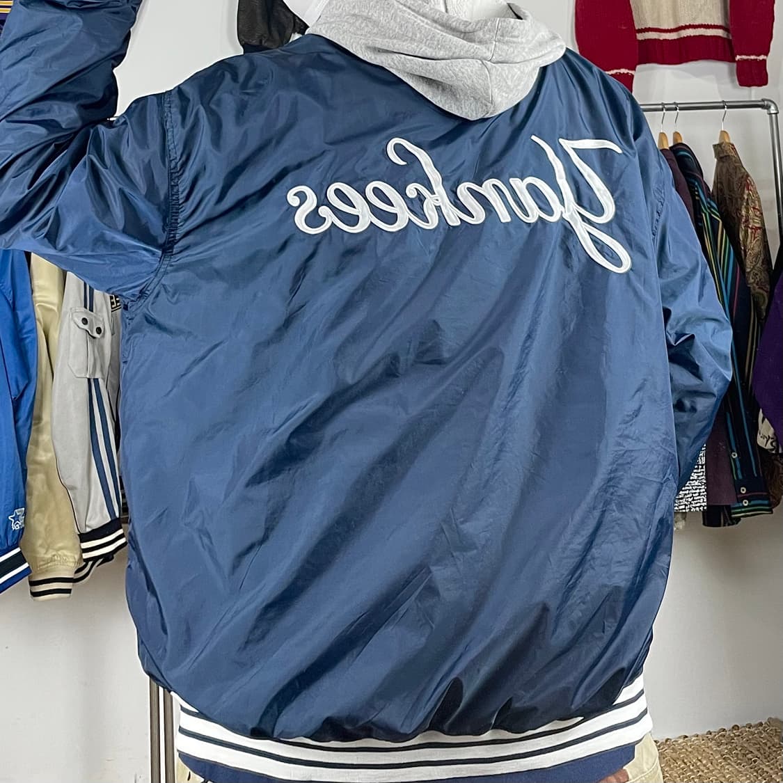 00s Stitches NY 양키즈 빅로고 나일론 웜업 상품이미지2