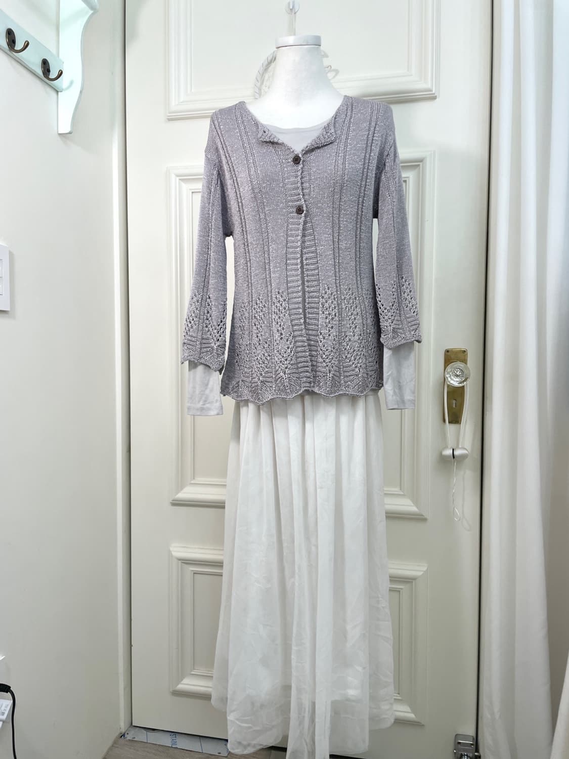 white tule banding long skirt(size-L) 상품이미지6