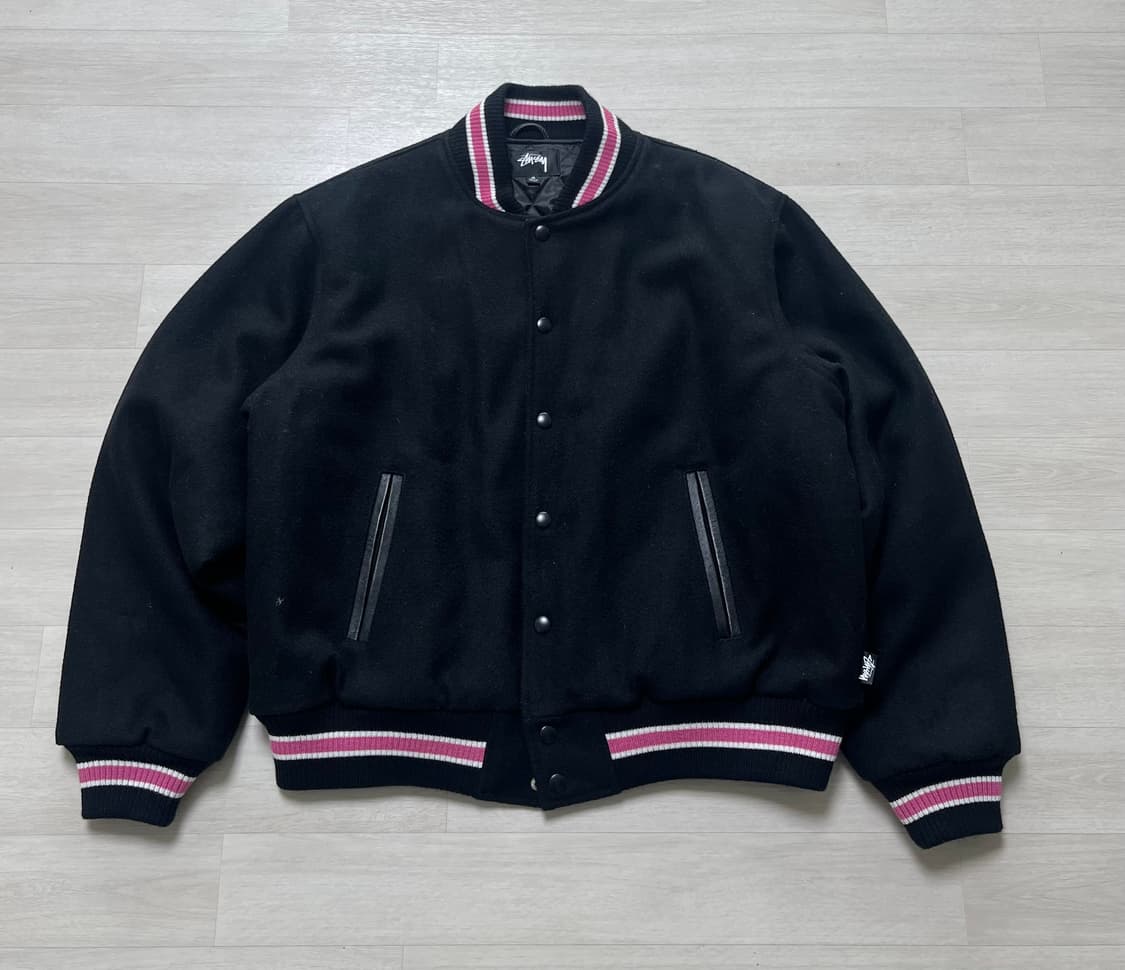 스투시 S 토크 멜튼 바시티 자켓 블랙 M 상품이미지1