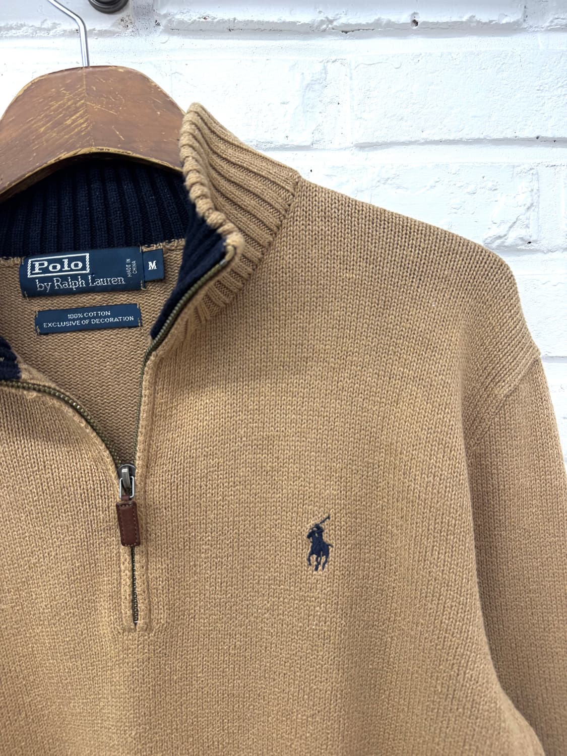 폴로 브라운 반집업 니트 상품이미지4