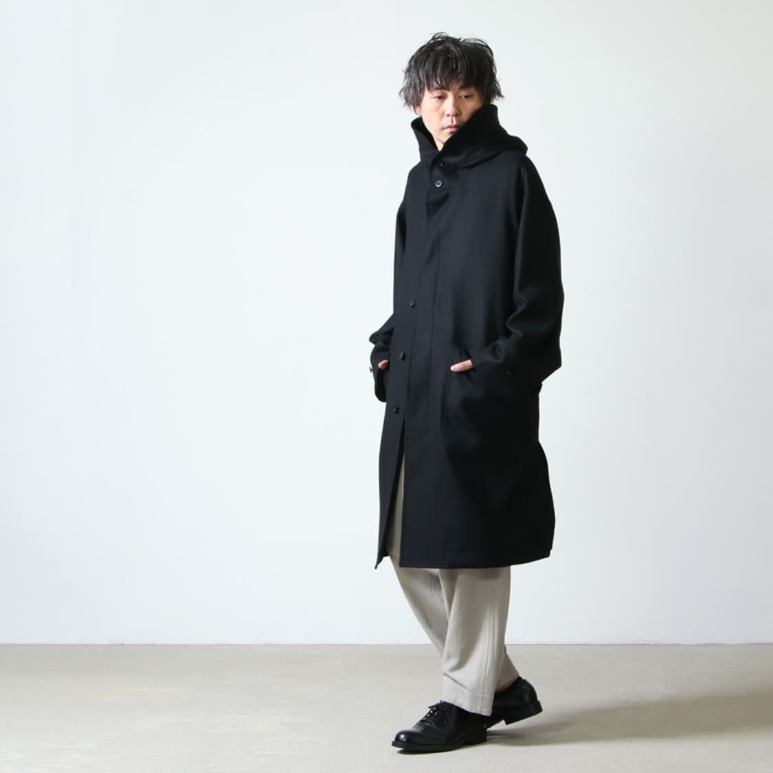 [38]캡틴선샤인 Super 120’s 브라운 멜튼 울 후드 필드 코트 상품이미지3