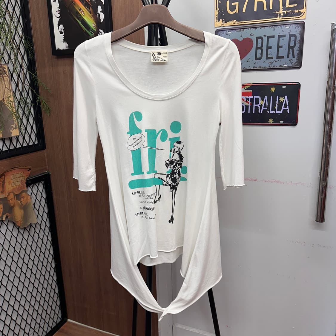 White Knot Detail Print T-Shirt  상품이미지1