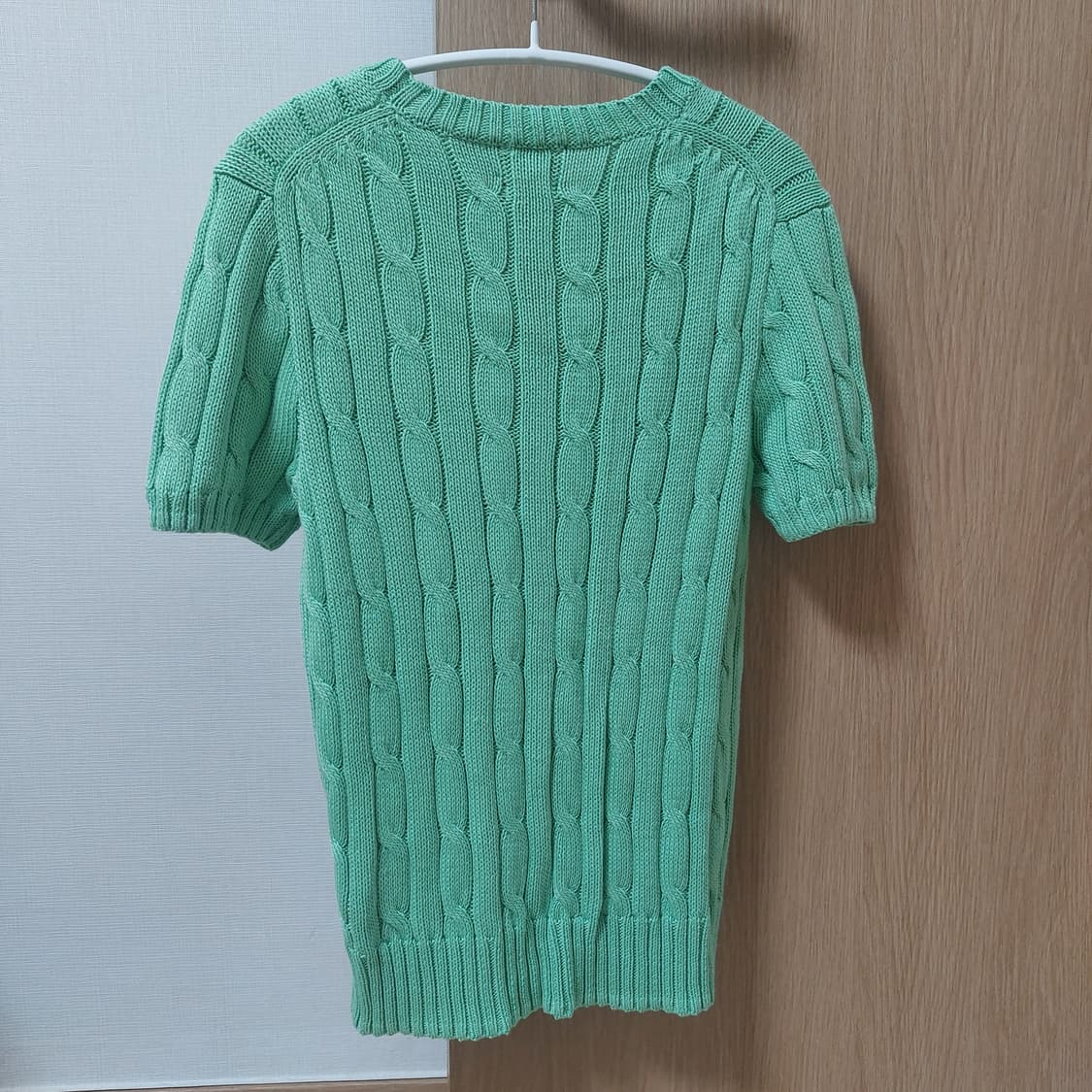 (정품) 폴로 랄프 로렌 꽈배기 케이블 반팔 니트 그린 연두 상품이미지3
