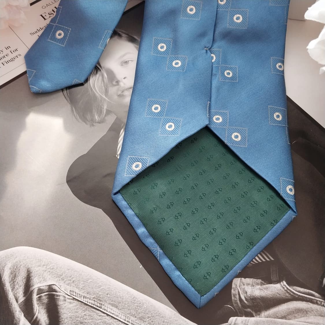 앤드류스타이 실크 블루 자카드 패턴 넥타이 9.9cm A+등급 K1354 상품이미지7