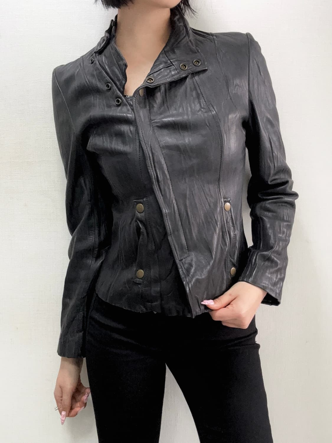 [램스킨] 빈티지 링클 양가죽 슬림 레더 자켓 상품이미지1