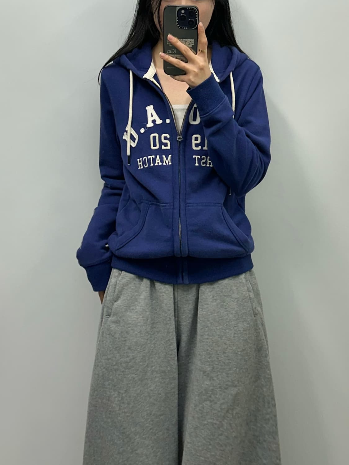 후아유 y2k 와투케 블루 후드집업 상품이미지1