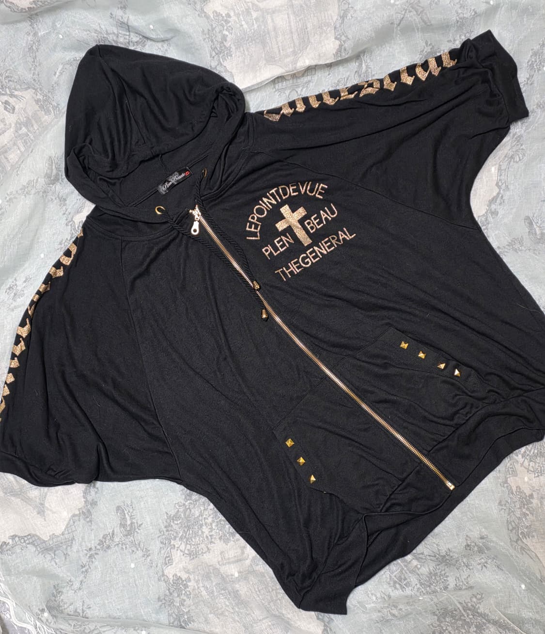 빈티지 펑크 날개 골드 레터링 후드 집업 y2k 오네갸루 d.i.a깔 상품이미지2