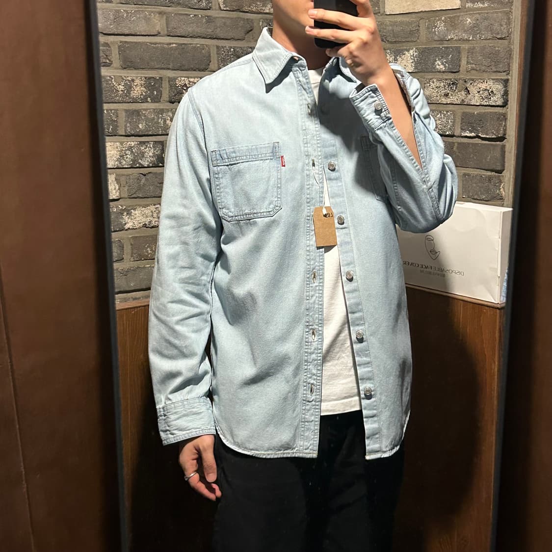 M) 리바이스 투포켓 워크 데님 셔츠 자켓 T버튼 타입 L85 상품이미지8