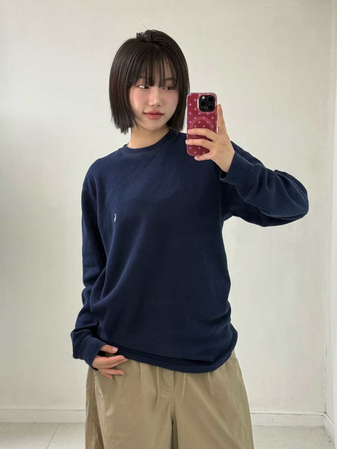 폴로 네이비 와플 니트 롱슬리브 상품이미지4