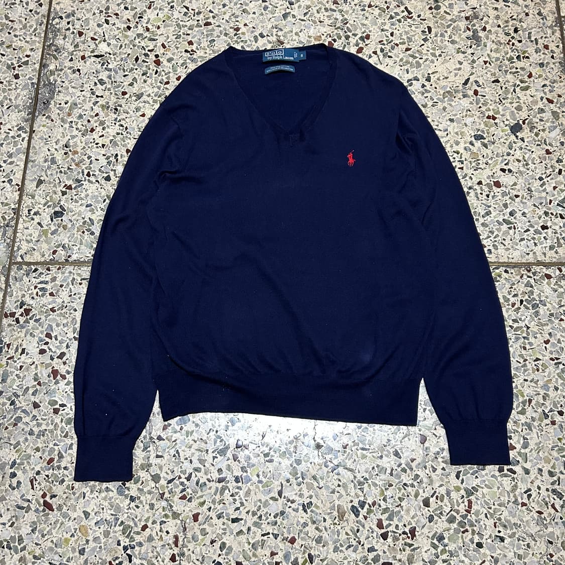 폴로 랄프로렌(POLO RalphLauren)피마 코튼 네이비 브이넥니트 상품이미지1