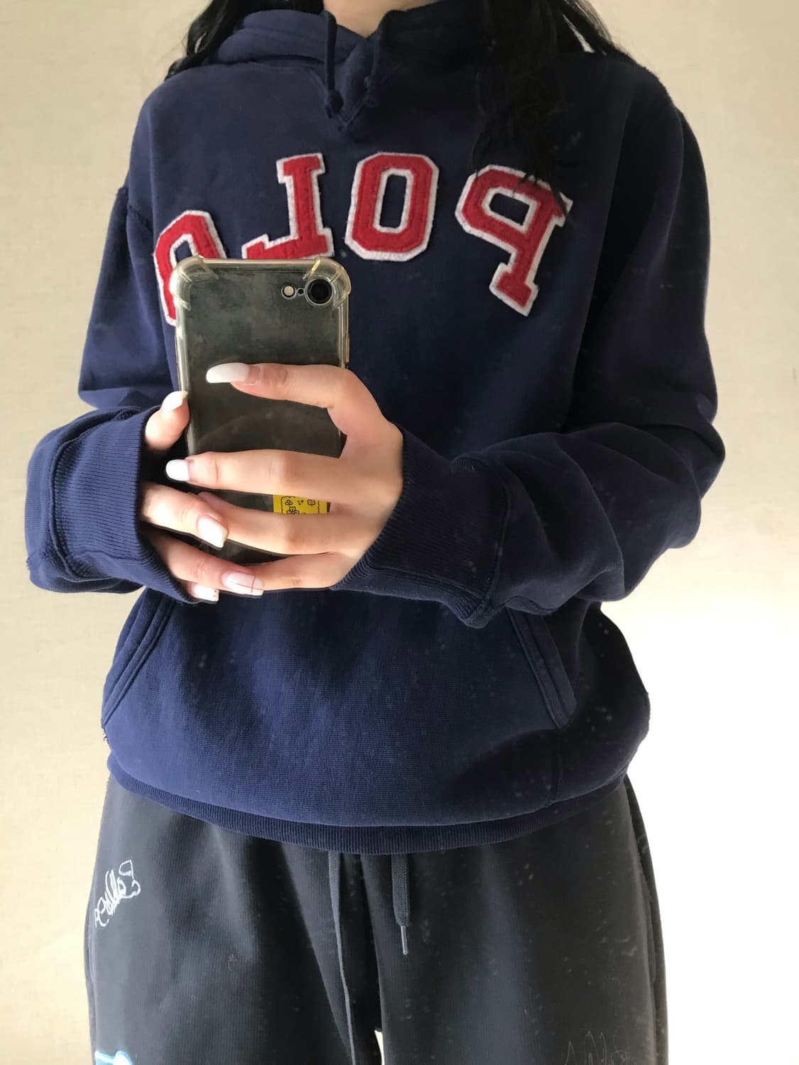 폴로 네이비 빅로고 후드티 상품이미지3