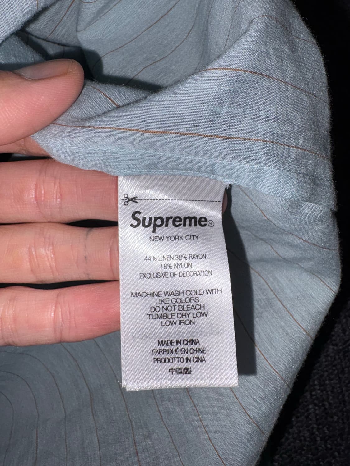 슈프림 핀스트라이프 린넨 셔츠 라이트 블루 - 23SS 상품이미지5