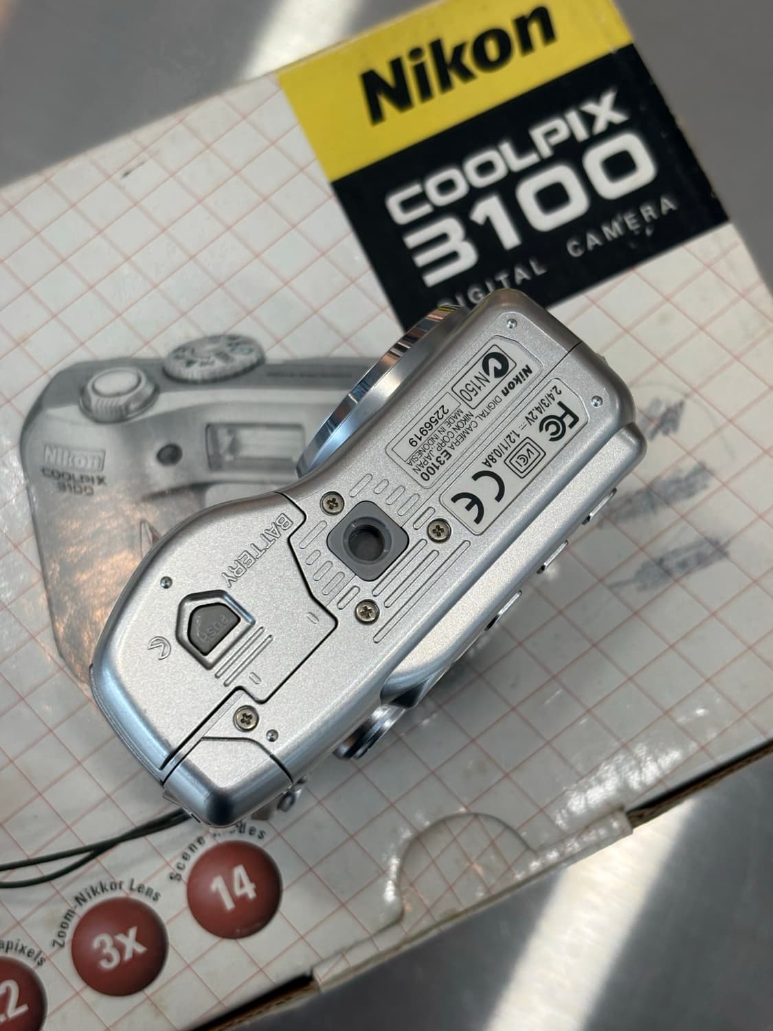 박스O/날짜표시)니콘 쿨픽스 3100 실버 빈티지디카 상품이미지7