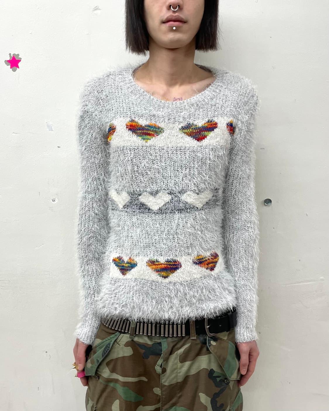 Heart Patchwork Fur Knit  상품이미지1
