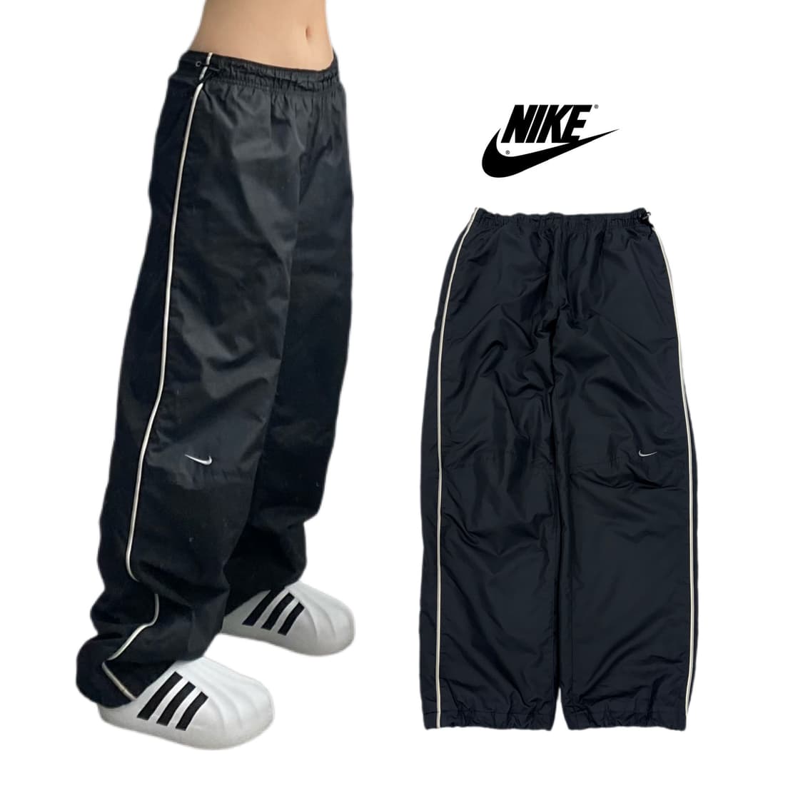 나이키 00s 미들 스우시 올드스쿨 와이드 바람막이 트랙팬츠 상품이미지1