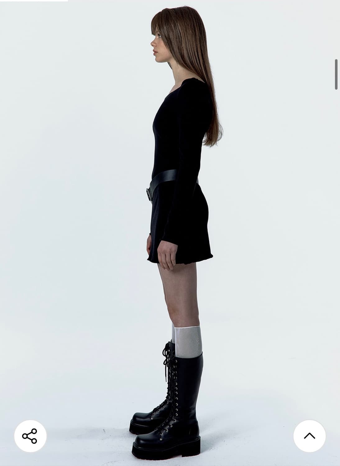 러프넥 롱슬리브 니트 탑 드레스 상품이미지3