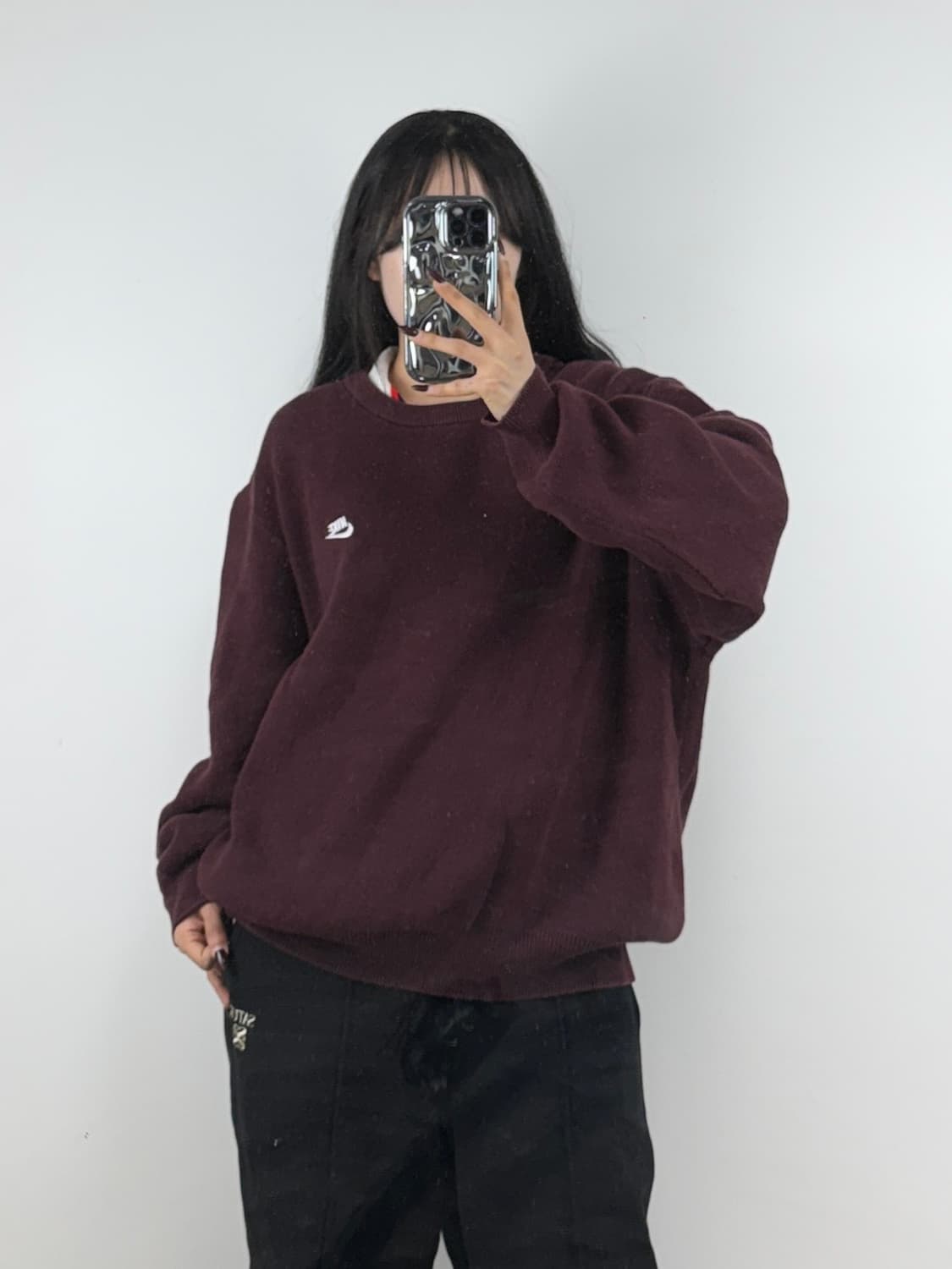 나이키 클럽 크루넥 니트 버건디 E70 상품이미지1