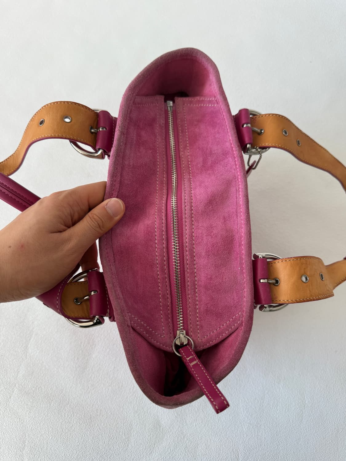 코치(COACH) 스웨이드&레더 토트백(때탐 있음) 상품이미지7