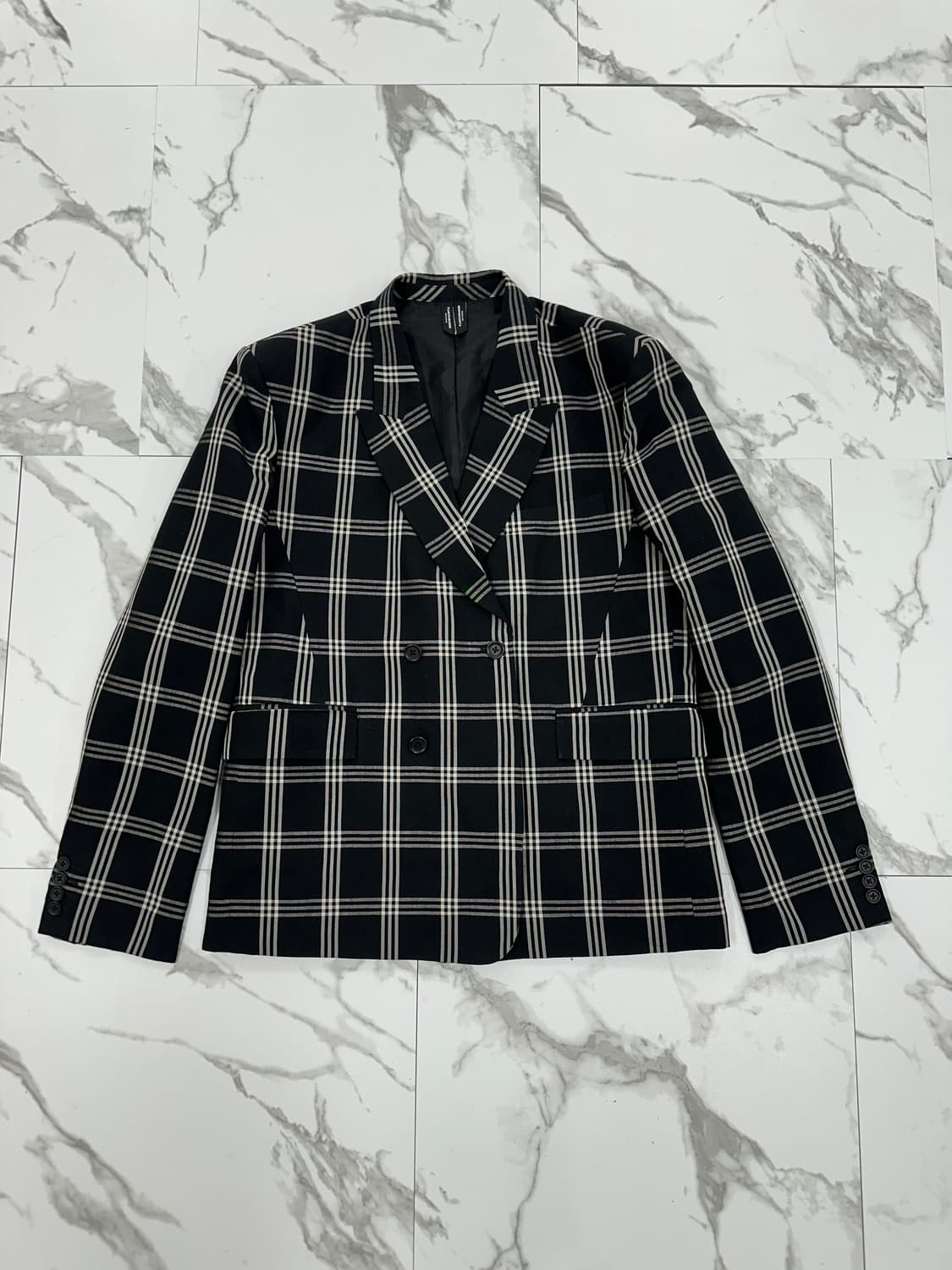 플레이하운드 체크 더블 브레스티드 블레이저 상품이미지1