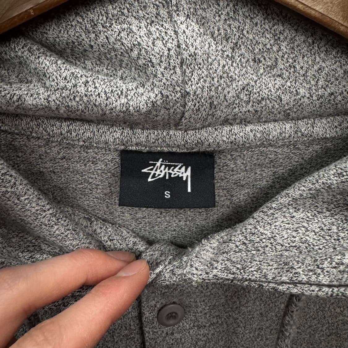 스투시 재팬 멜란지 헨리넥 후드 전면 3버튼 포인트 그레이 상품이미지5