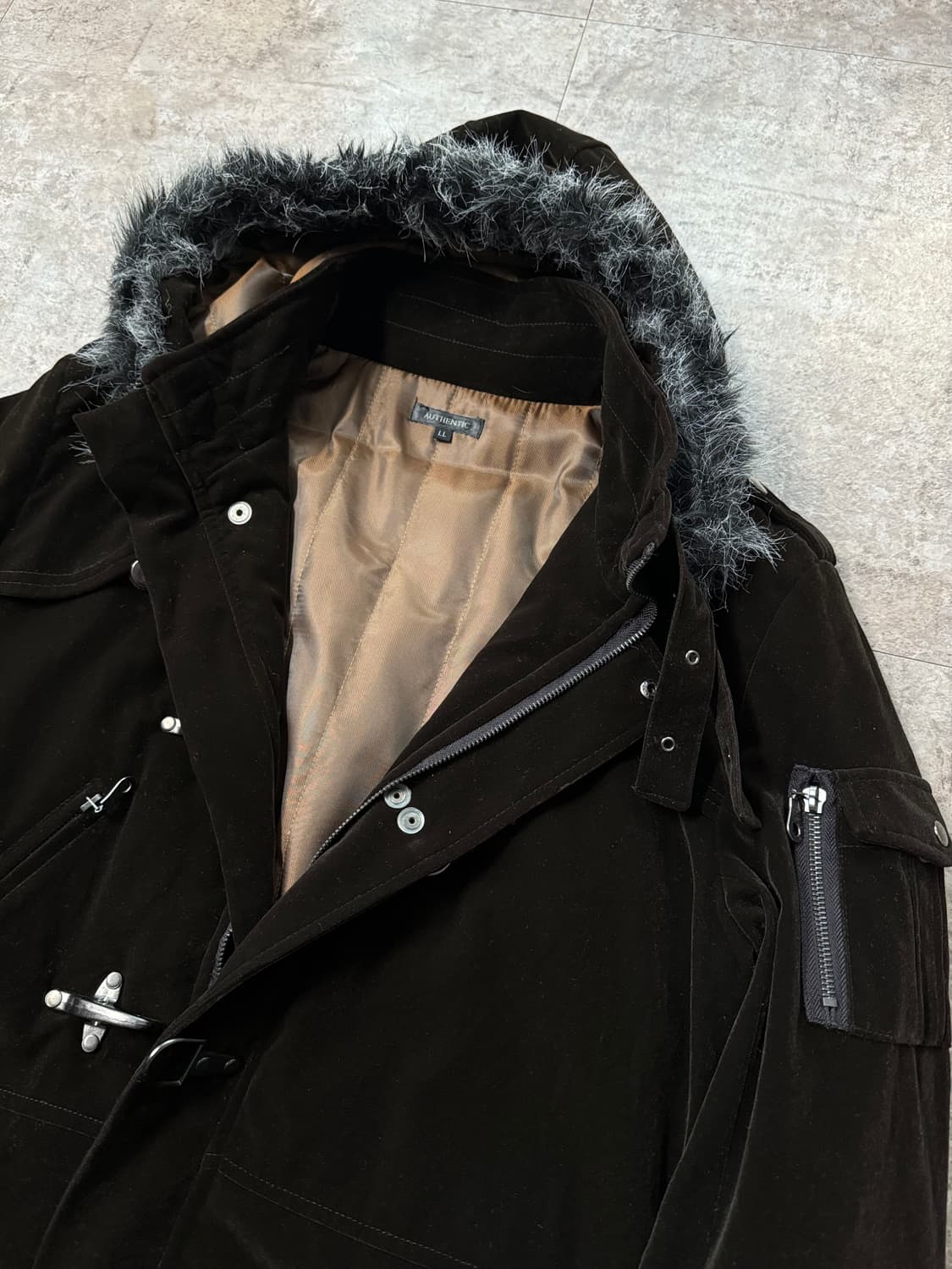 벨벳 파이어맨 후크 퍼 후디드 코트 상품이미지3