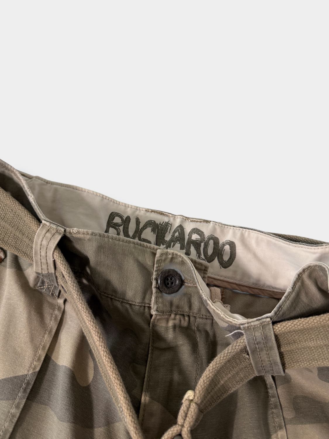 BUCKAROO 90‘s 카키 카모플라주 패치워크 벨티드 버뮤다 팬츠 상품이미지7