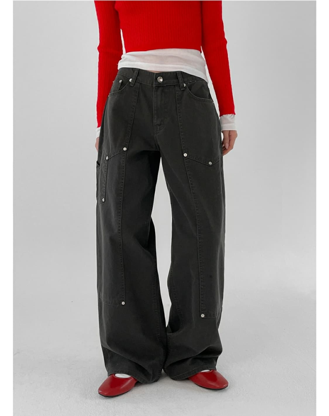 블랙업 리벳 카펜더 와이드 코튼 팬츠 차콜 S OOTJ 상품이미지2
