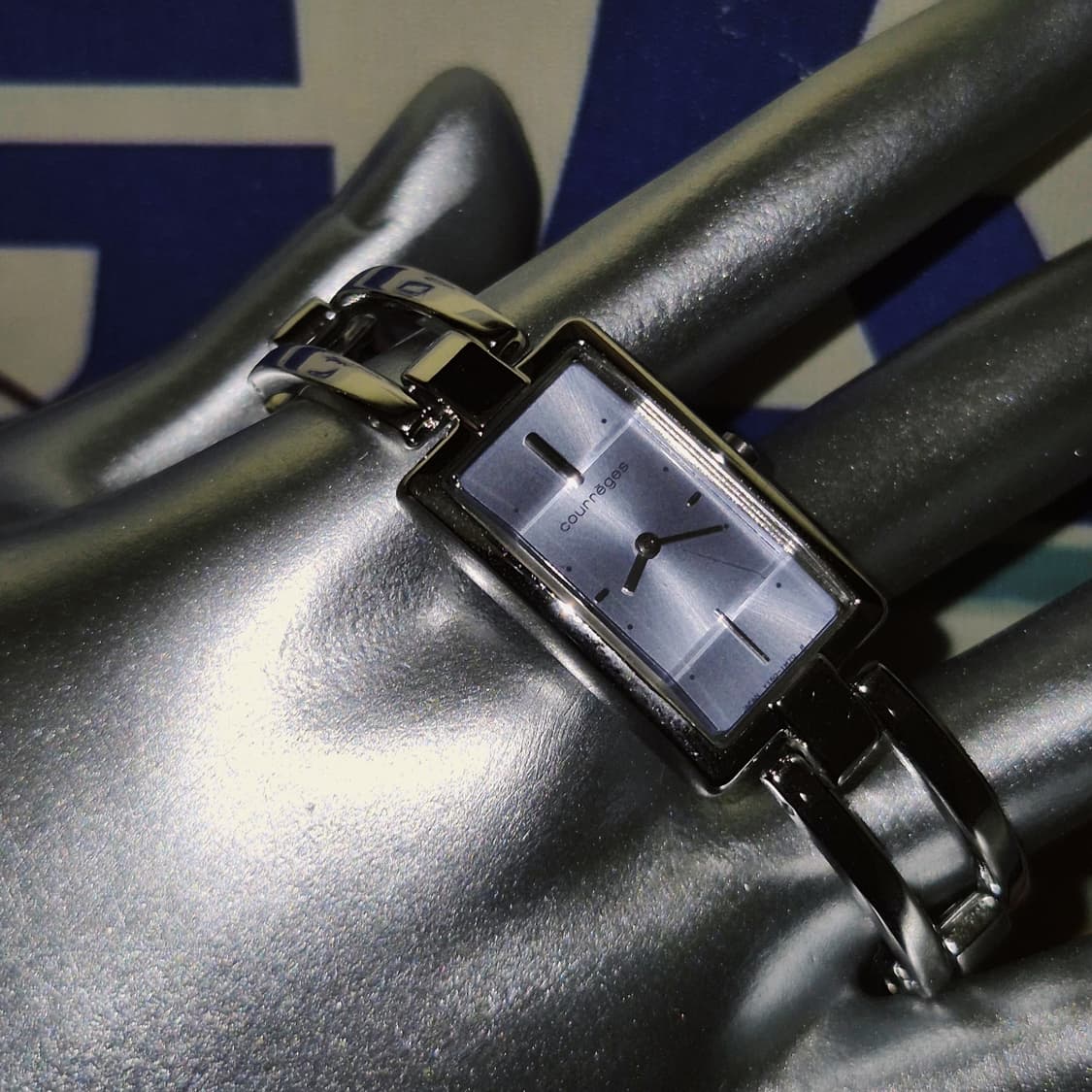 90s 꾸레쥬 스페이스 에이지 아쿠아 스퀘어 시계 상품이미지6