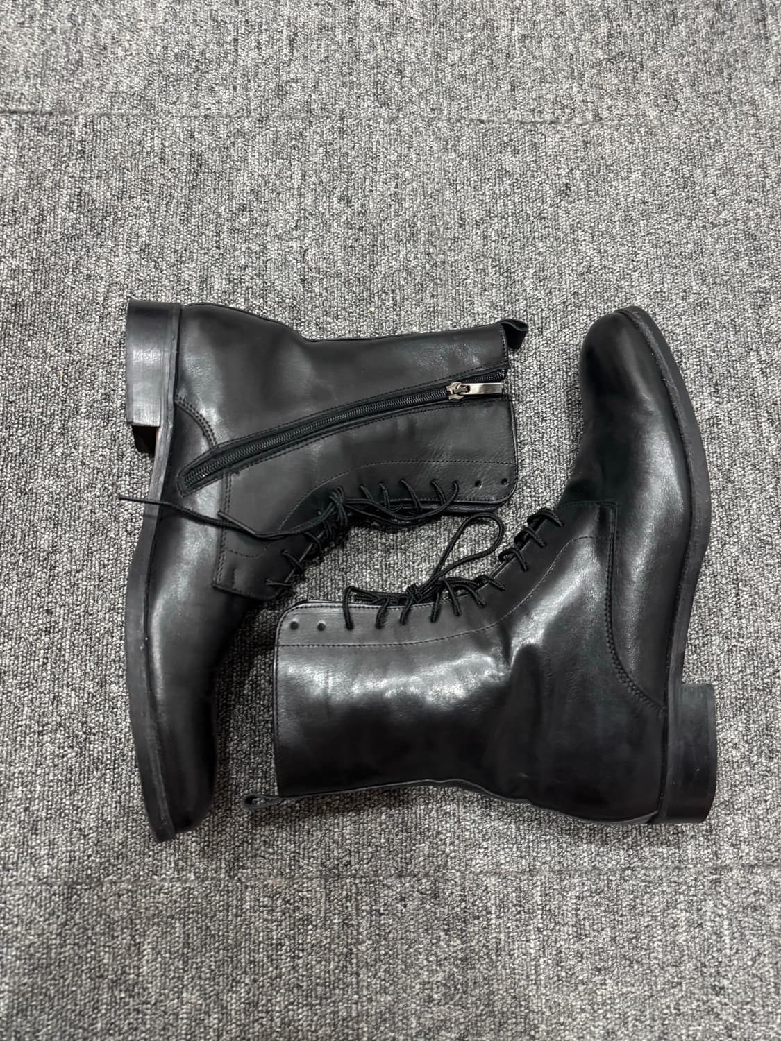 웨스턴 카우하이드 레이스업 컴뱃 블랙 부츠 42 상품이미지3