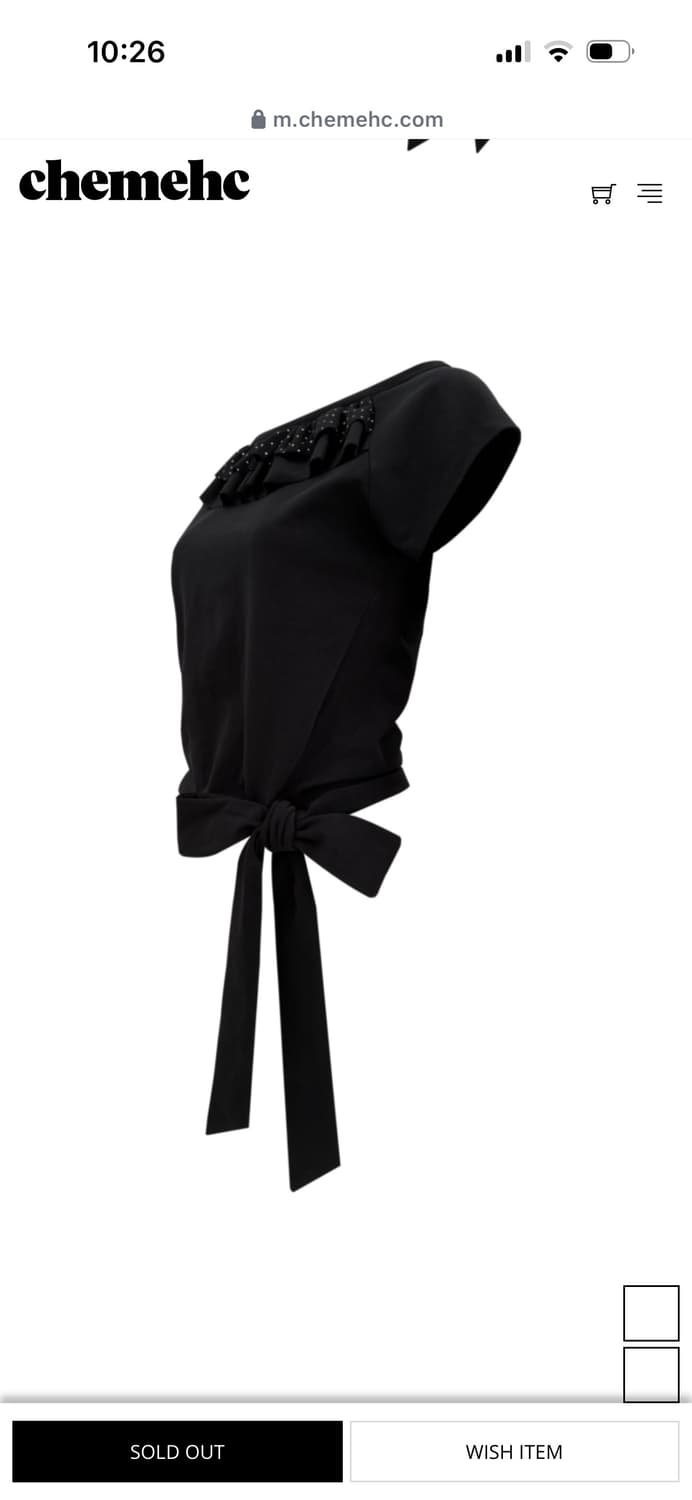 새상품) 체메씨 프릴 타이 티 블랙 상품이미지2