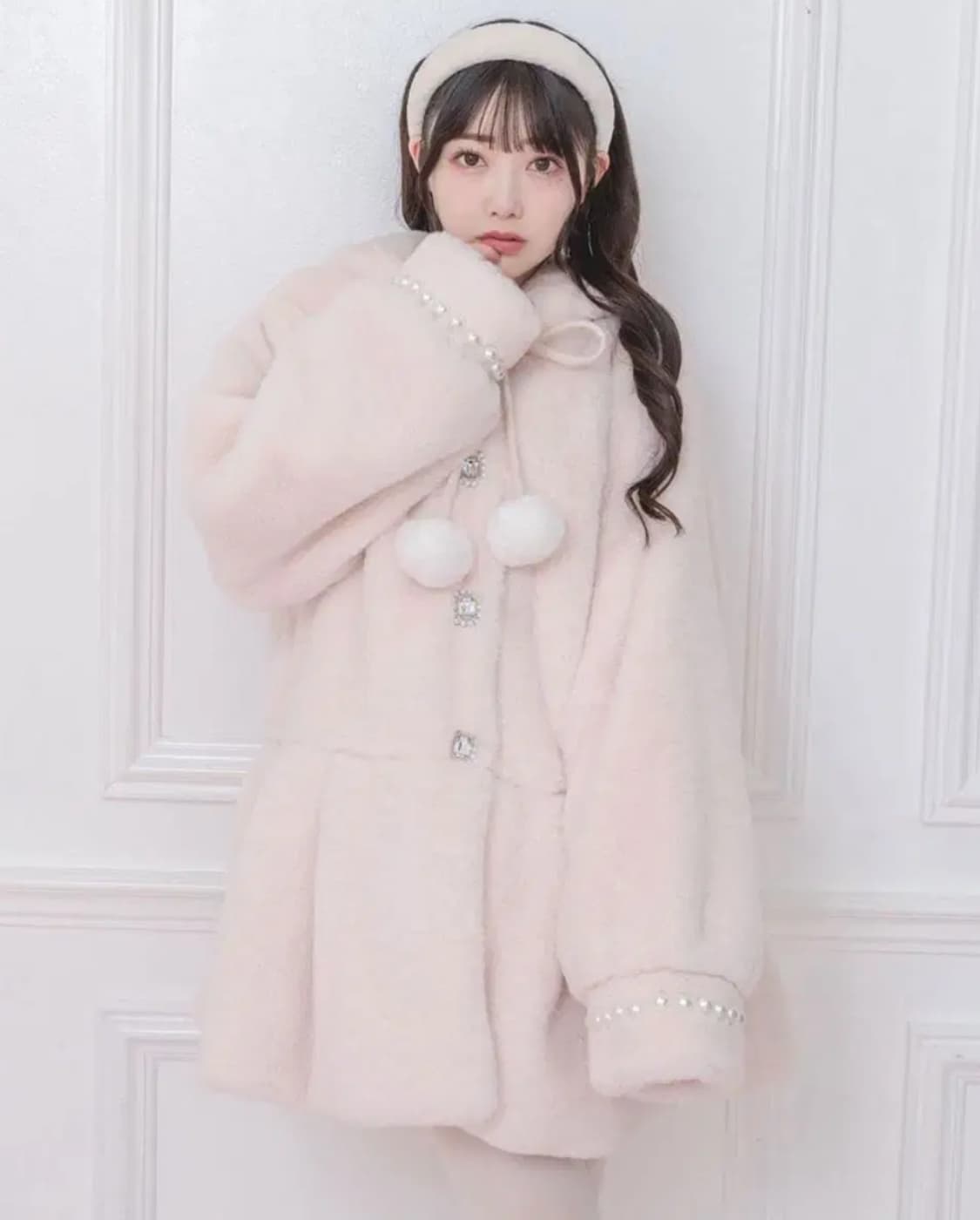 허니시나몬 핑크 토끼 퍼코트 리즈리사 양산형 히메갸루 상품이미지1