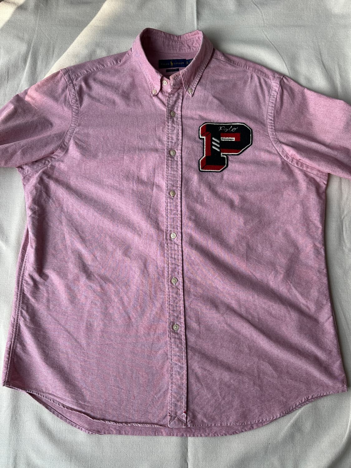 XL 폴로 P로고 와펜 옥스포드 셔츠 핑크 상품이미지6