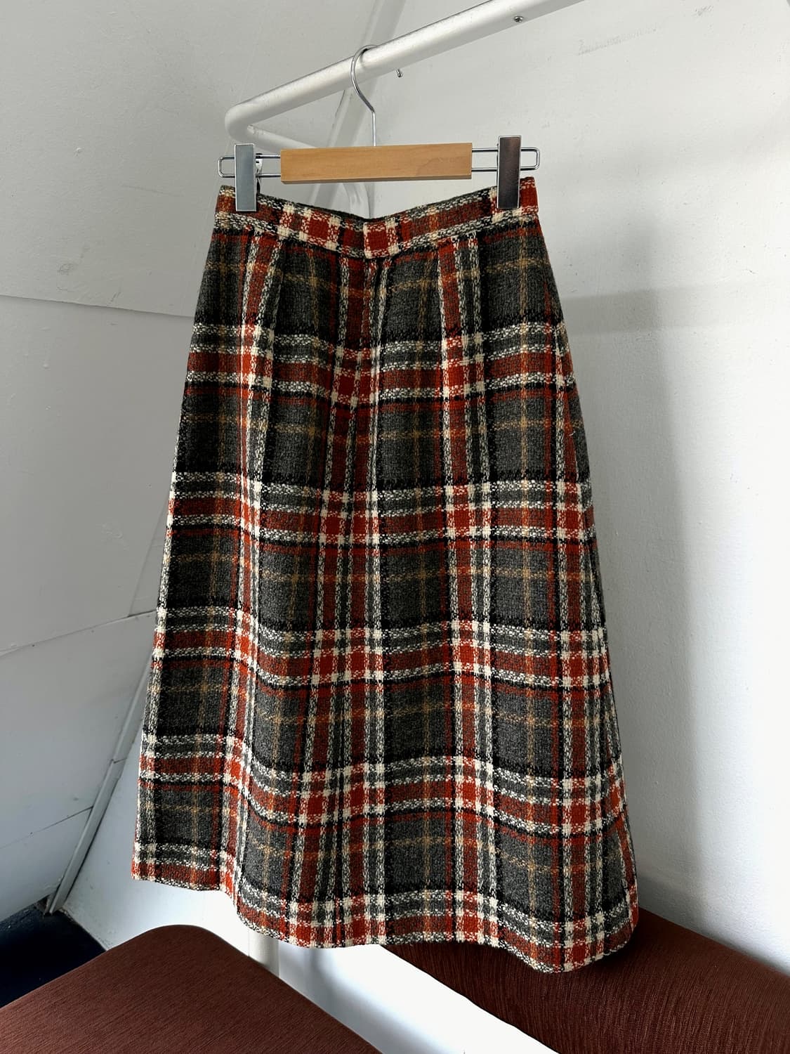 Tweed check fabric wide skirt 상품이미지5