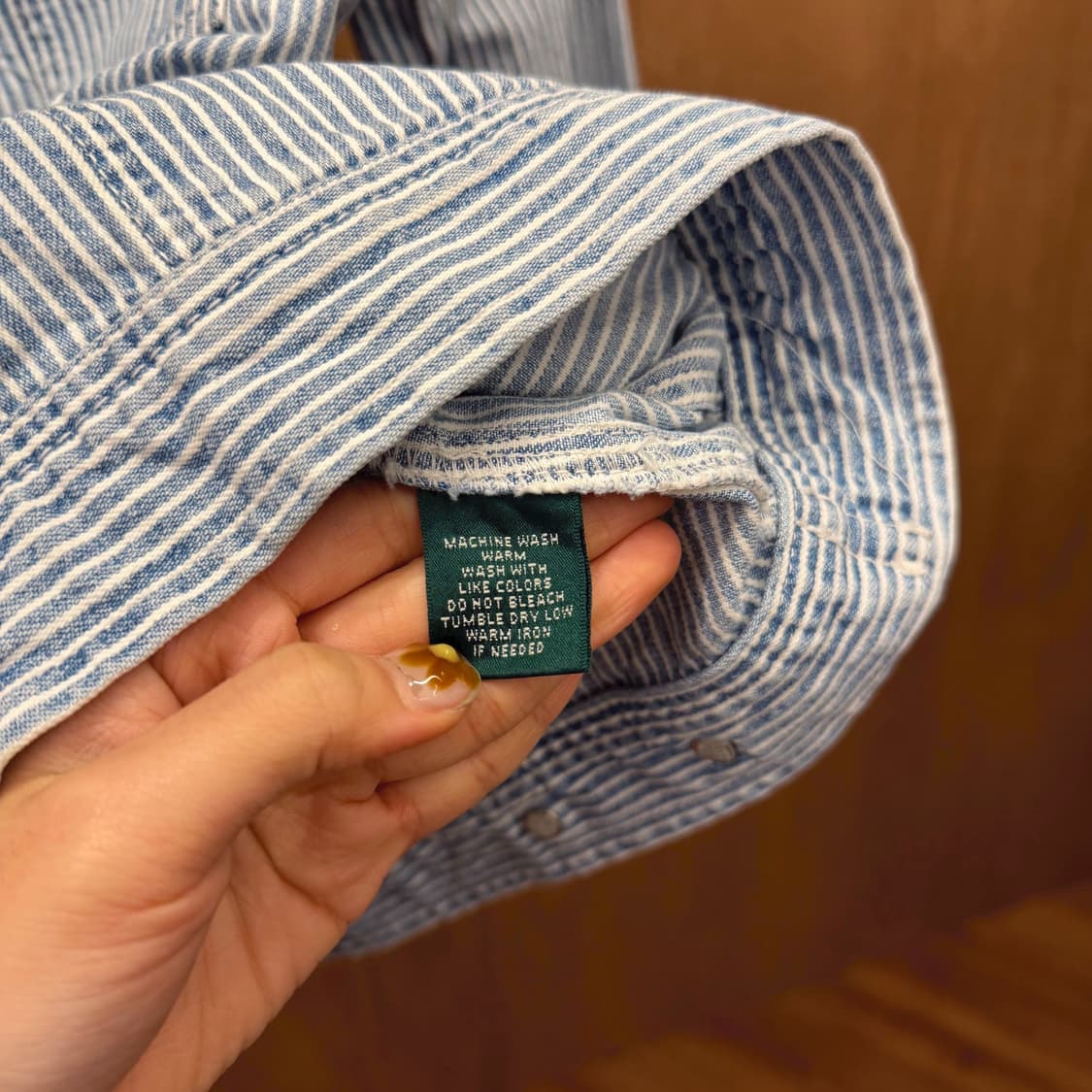 랄프 로렌 코튼 히코리 스트라이프 집업 자켓 워크 포켓 디테일 블루 상품이미지8