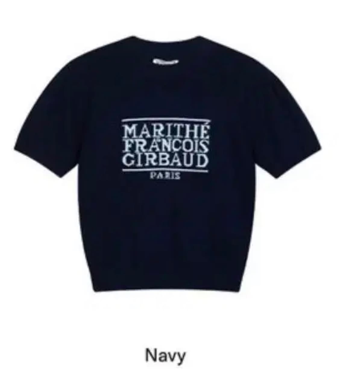 마리떼 W 클래식 로고 하프 니트 네이비 상품이미지1