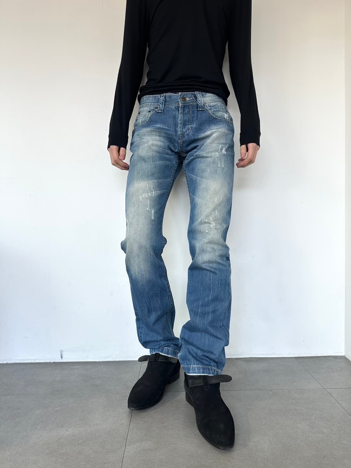 돌체앤가바나 백포켓 블루 워싱 데님팬츠 상품이미지1