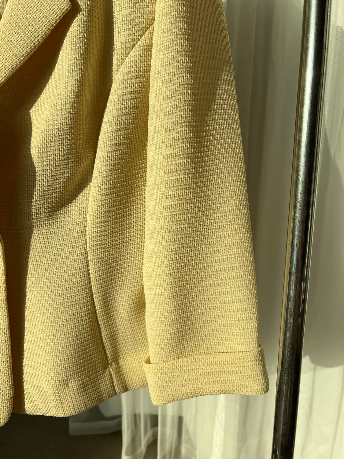 Mervillaise 산뜻한 옐로우 스프링 원버튼 블레이저 상품이미지4