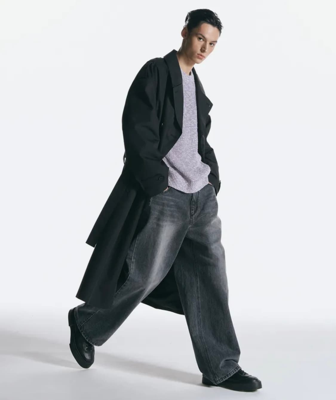 (S) 인사일런스 CALIK 로우 웨이스트 와이드 진 ASH GREY 상품이미지3