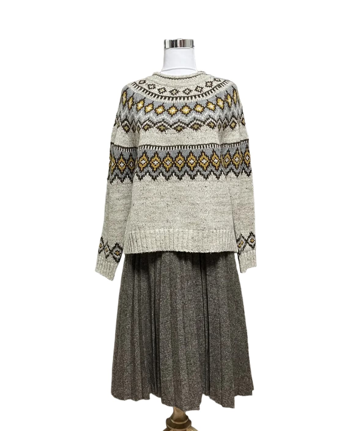 Brown wool pleats skirt 상품이미지3